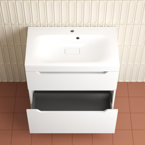 Тумба без раковины напольная "Остин" 100 2 ящ белый эмаль PLUS, ЛС-00002399