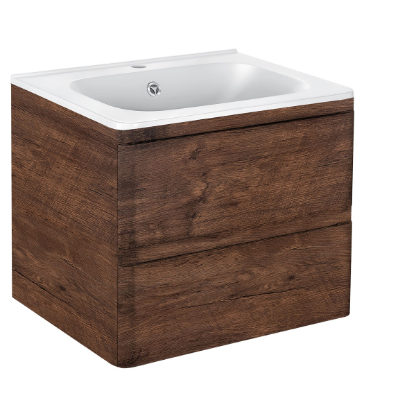 Тумба с раковиной Vincea Vico 600 подвесная, 2 выкатных ящика soft close, R.Wood, VMC-2V600RW+VCB-2VP600W Тумба с раковиной Vincea Vico 600 подвесная, 2 выкатных ящика soft close, R.Wood, VMC-2V600RW+VCB-2VP600W