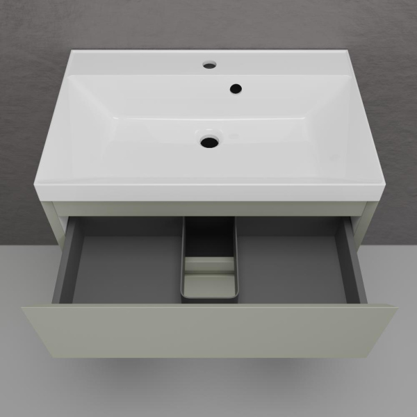 Тумба без раковины подвесная "Манхэттен 70" ЭМАЛЬ 70 2 ящика PLUS олива, ЛС-00002364