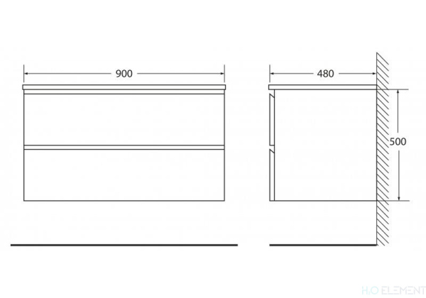Belbagno База под раковину подвесная с двумя выкатными ящиками, LUCE-900-2C-SO-PT
