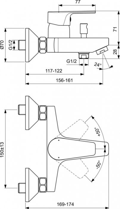 Смеситель Ideal Standard Esla BC229AA для ванны с душем