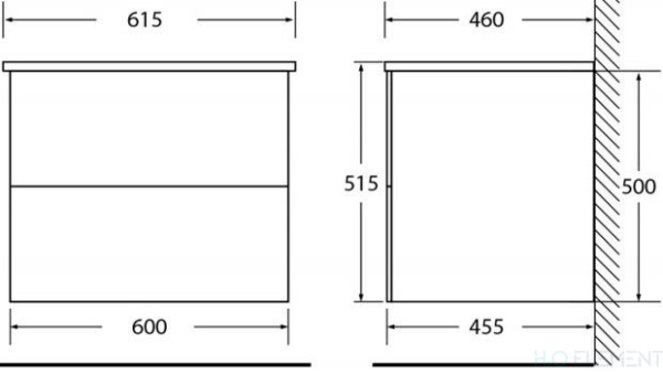 Belbagno База под керамическую раковину подвесная с двумя выкатными ящиками, ETNA-600-2C-SO-RC-P