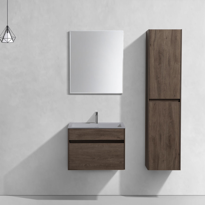 Тумба с раковиной Vincea Chiara 600 подвесная, 1 выкатной ящик soft-close, R.Oak, VMC-2C600RO+VCB-13600G