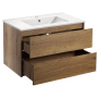 Тумба с раковиной Vincea Gio 800 подвесная, 2 выкатных ящика soft-close, T.Oak, VMC-2G800TO+VBS-13980MB