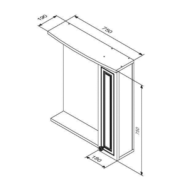 Зеркальный шкаф Damixa Palace One, M41MPR0751WG Зеркальный шкаф Damixa Palace One, M41MPR0751WG