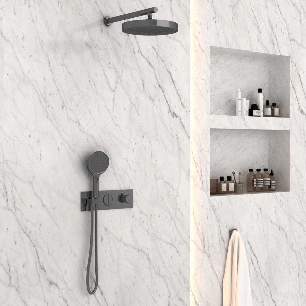 Душевой комплект Vincea VSFW-422TI2GM встраиваемый, вороненая сталь