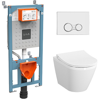 Инсталляция с унитазом Vitra Integra Round сиденьем и клавишей хром глянцевый 9856B003-7205