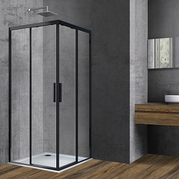 Душевой уголок Vincea Soft VSS-3SO900CLB, 900*900, черный, стекло прозрачное