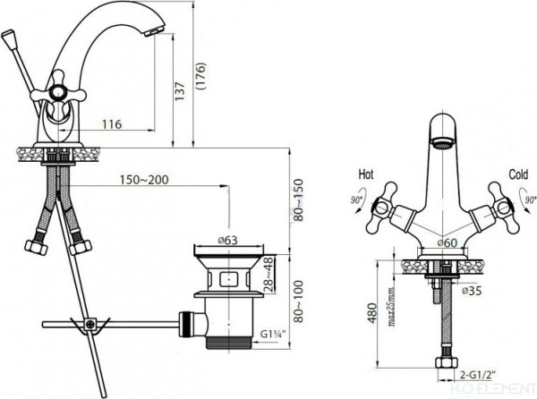 Смеситель Cezares Retro C LS1 02 для раковины