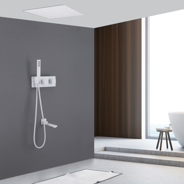 Душевая система ABBER Daheim AF8254W скрытого монтажа с изливом, термостат, белая матовая