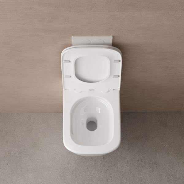 Унитаз ABBER Rechteck AC1220TC подвесной белый, безободковый, смыв торнадо, с закрытым дном