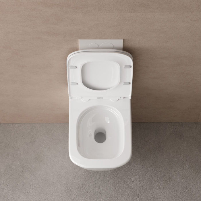 Унитаз ABBER Rechteck AC1220TC подвесной белый, безободковый, смыв торнадо, с закрытым дном