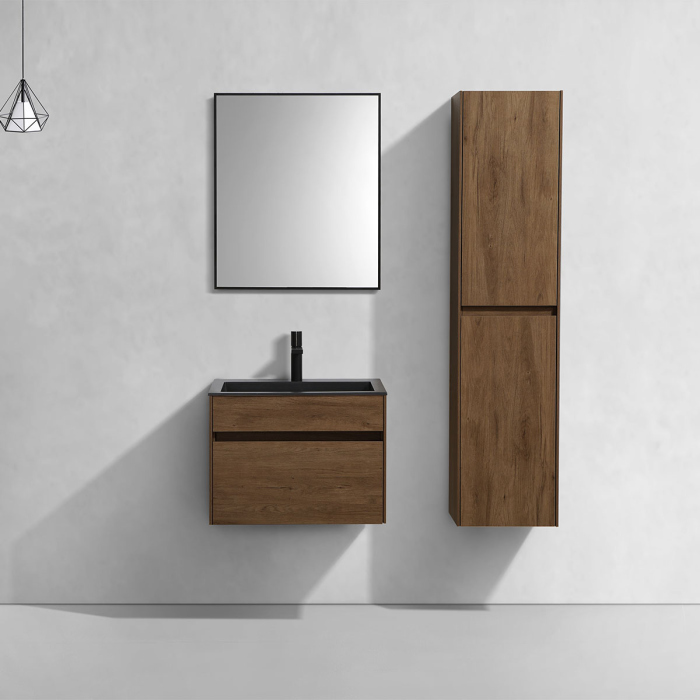 Тумба с раковиной Vincea Chiara 600 подвесная, 1 выкатной ящик soft-close, T.Oak, VMC-2C600TO+VCB-13600G