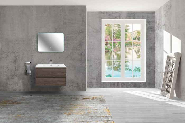 Тумба с раковиной Vincea Gio 800 подвесная, 2 выкатных ящика soft-close, R.Oak, VMC-2G800RO+VBS-13980