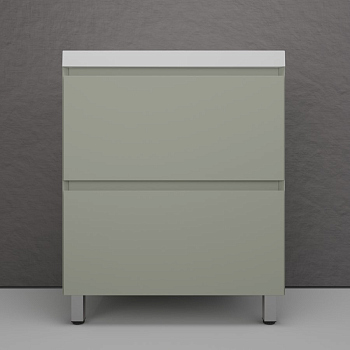 Тумба без раковины напольная "Манхэттен 60" ЭМАЛЬ 60 2 ящика PLUS олива, ЛС-00002379