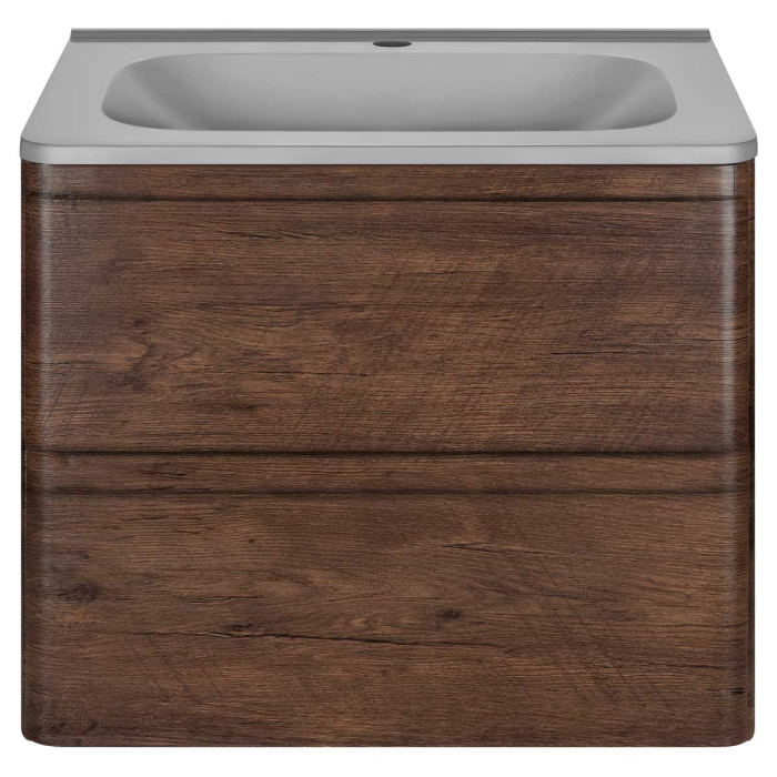 Тумба с раковиной Vincea Vico 600 подвесная, 2 выкатных ящика soft close, R.Wood, VMC-2V600RW+VCB-2VP600W