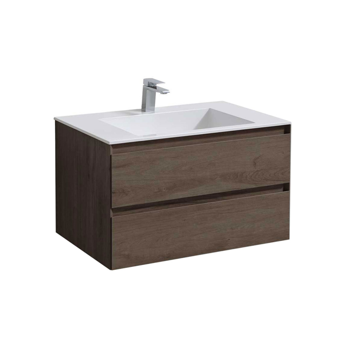 Тумба с раковиной Vincea Luka 800 подвесная, 2 выкатных ящика soft-close, R.Oak, VMC-2L800RO+VCB-13800B
