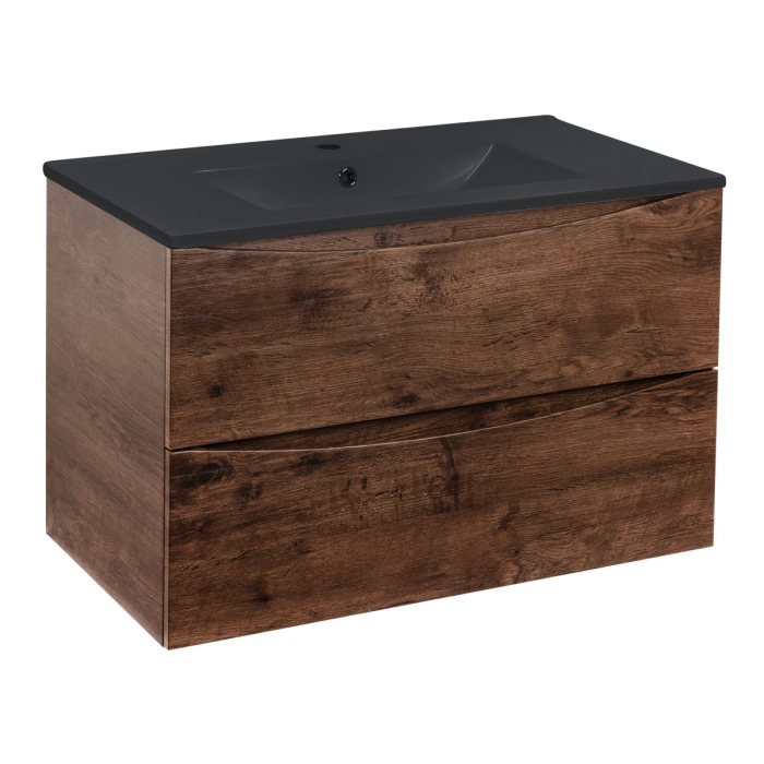 Тумба с раковиной Vincea Mia 750 подвесная, 2 выкатных ящика soft close, R.Wood, VMC-2MC750RW+VBS-13975
