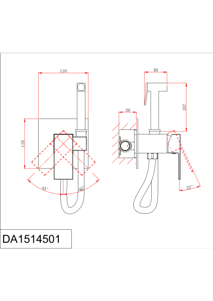 Смеситель D&K для душа с гигиеническим душем встраиваемый Bayern.Liszt (DA1514505)