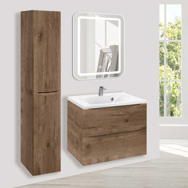 Тумба без раковины Vincea Mia 650 подвесная, 2 выкатных ящика soft close, V.Oak, VMC-2MA650VO