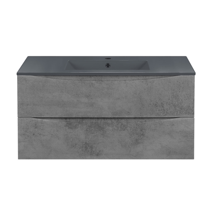 Тумба с раковиной Vincea Mia 1000 подвесная, 2 выкатных ящика soft close, Beton, VMC-2MC100BT+VBS-13100