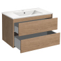 Тумба с раковиной Vincea Gio 800 подвесная, 2 выкатных ящика soft-close, N.Oak, VMC-2G800NO+VBS-13980