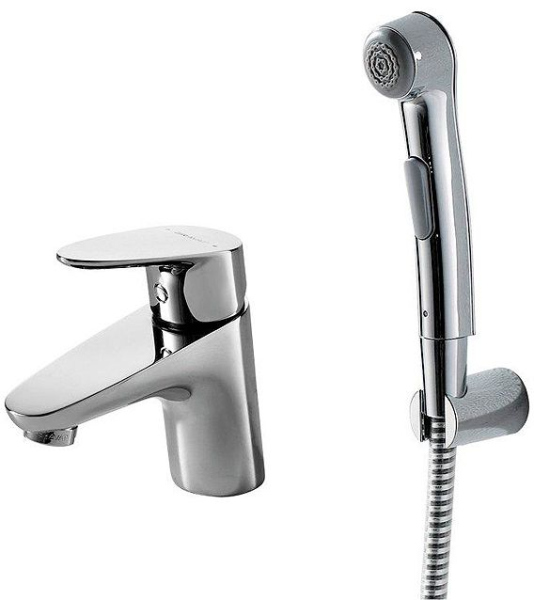 Смеситель для умывальника с гигиеническим душем Bravat Drop F14898C-2