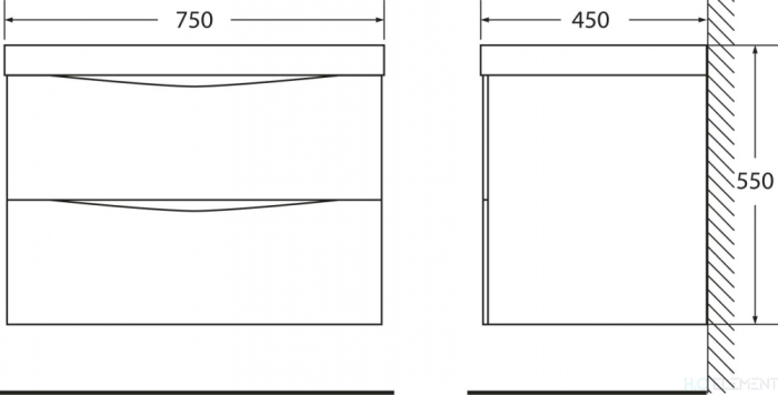 Belbagno База под раковину подвесная с двумя выкатными ящиками, MARINO-750-2C-SO-RG-P
