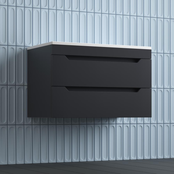 Тумба без раковины подвесная "Остин" 80 2 ящ графит эмаль PLUS, ЛС-00002404