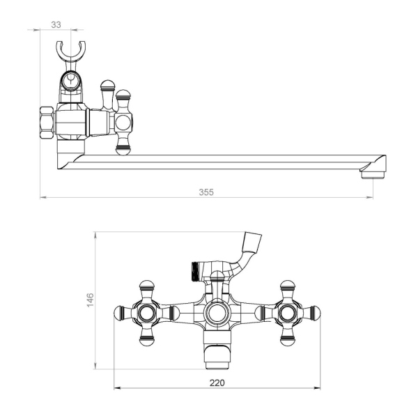 Смеситель для ванны и душа Damixa Retro, 239500000