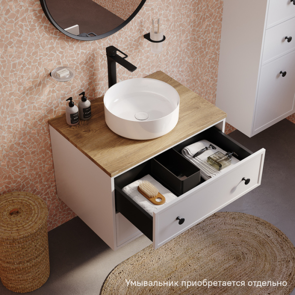 Тумба без раковины подвесная со столешницей МДФ, 70 см IDDIS Torr белый матовый (TOR70WVi95K)