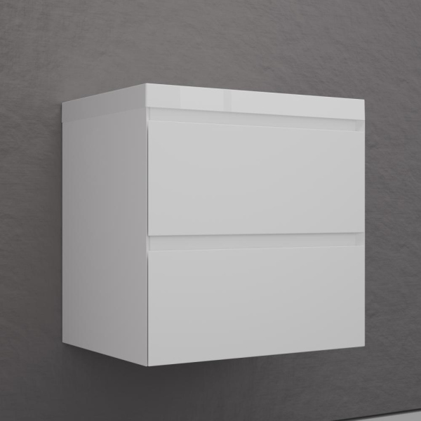 Тумба без раковины подвесная "Манхэттен 60" ЭМАЛЬ 60 2 ящика PLUS белый матовый, ЛС-00002365