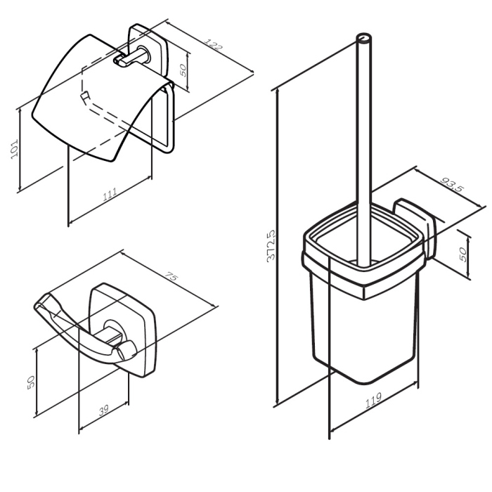 Набор аксессуаров для зоны туалета AM.PM Gem, AK90T1703W