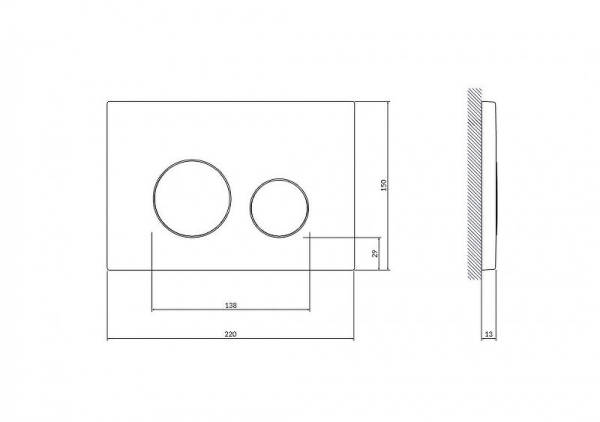 Кнопка Cersanit TWINS для LINK PRO/VECTOR/LINK/HI-TEC пластик хром глянцевый