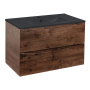 Тумба с раковиной Vincea Mia 750 подвесная, 2 выкатных ящика soft close, R.Wood, VMC-2MC750RW+VBS-13975MB