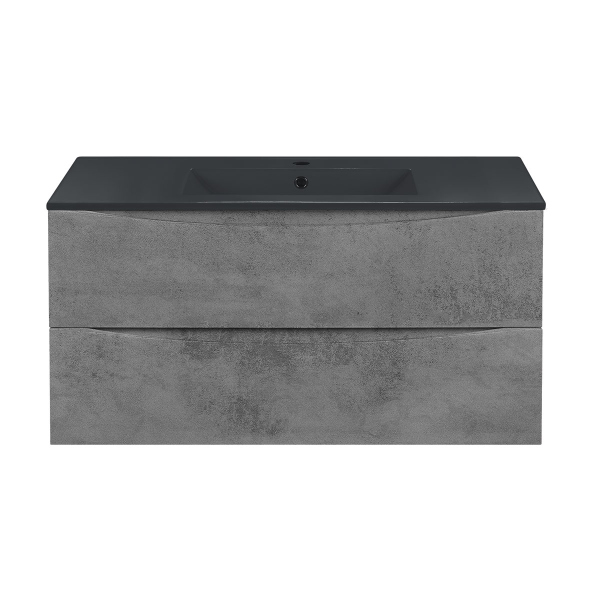 Тумба с раковиной Vincea Mia 1000 подвесная, 2 выкатных ящика soft close, Beton, VMC-2MC100BT+VBS-13100