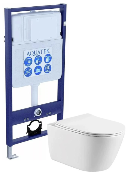 Комплект Aquatek 3 в 1 Set Aquatek Оберон (унитаз AQ1363W-00+ сиденье+ инсталляция)
