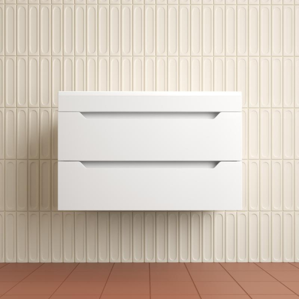 Тумба без раковины подвесная "Остин" 80 2 ящ белый эмаль PLUS, ЛС-00002403