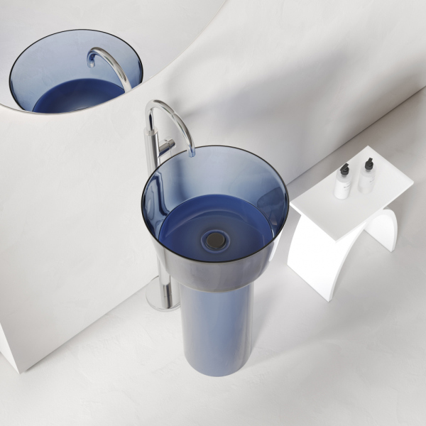 Раковина отдельностоящая прозрачная ABBER Kristall AT2702Saphir-H синяя