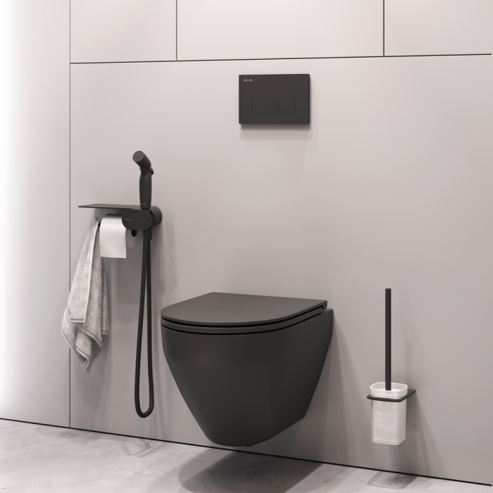 Набор подвесной унитаз с гигиеническим душем, черный AM.PM Spirit V2.0, CK70H1103B