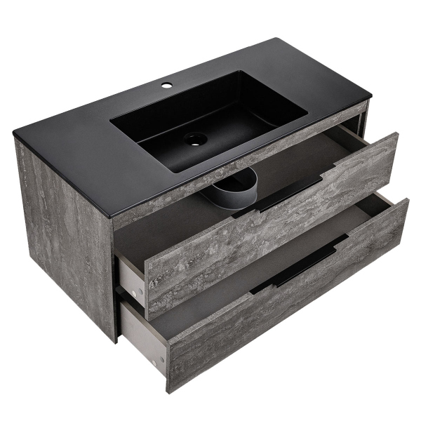 Тумба с раковиной Vincea Chiara 2D 1000 подвесная, G.Stone, VMC-2C2100GS+VCB-13100B