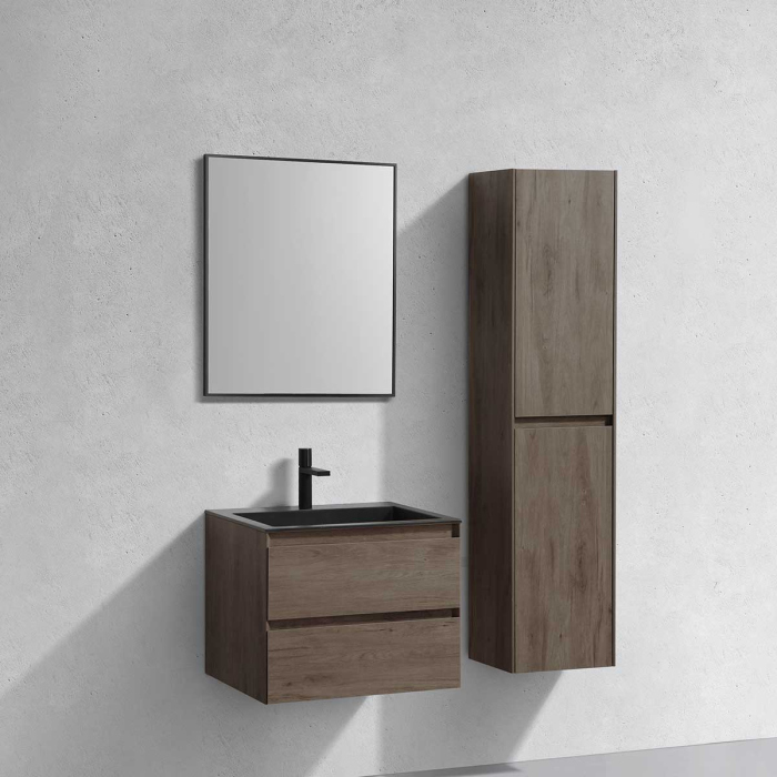 Тумба с раковиной Vincea Luka 600 подвесная, 2 выкатных ящика soft-close, R.Oak, VMC-2L600RO+VCB-13600W
