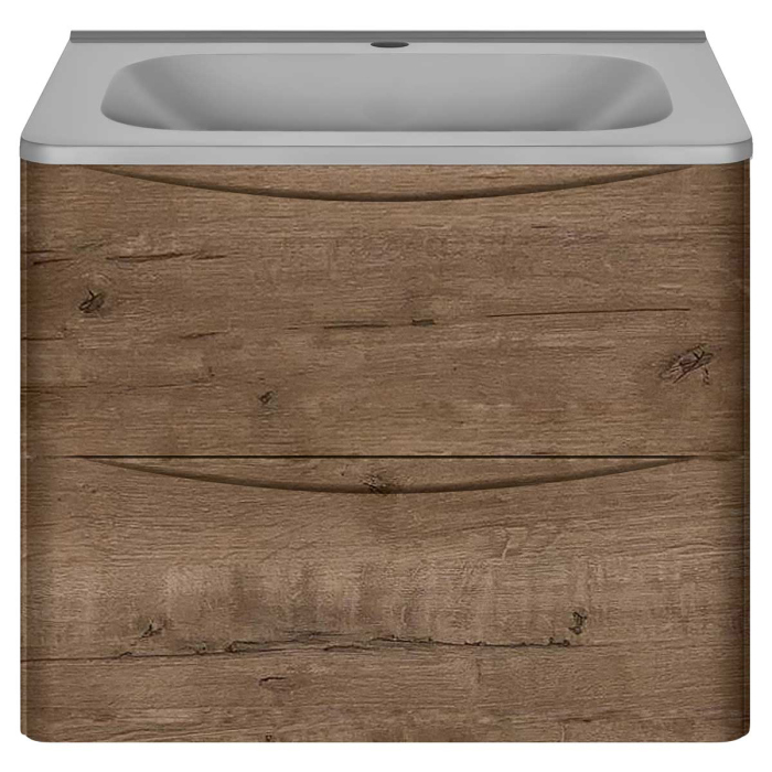 Тумба с раковиной Vincea Paola 600 подвесная, 2 выкатных ящика soft close, V.Oak, VMC-2P600VO+VCB-2VP600B
