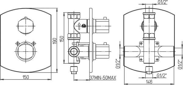 Термостат Paini Ovo 86CR690TH С ВНУТРЕННЕЙ ЧАСТЬЮ, для душа