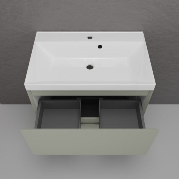 Тумба без раковины напольная "Манхэттен 60" ЭМАЛЬ 60 2 ящика PLUS олива, ЛС-00002379