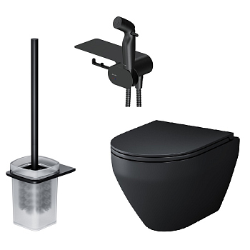 Набор подвесной унитаз с гигиеническим душем, черный AM.PM Spirit V2.0, CK70H1103B