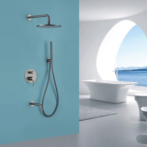 Душевая система ABBER Wasser Kreis AF8117B скрытого монтажа с изливом, черная матовая