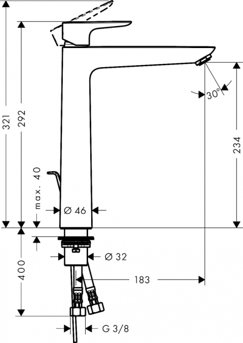 Смеситель Hansgrohe Talis E 71716140 для раковины с донным клапаном