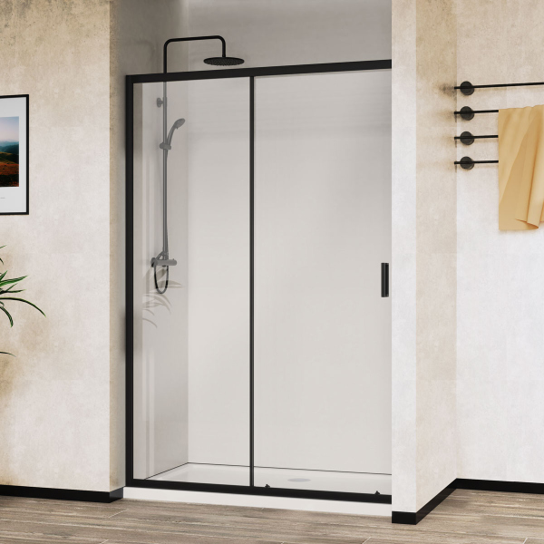 Душевая дверь Vincea City VDS-5CT110CLB, 1100, черный, стекло прозрачное