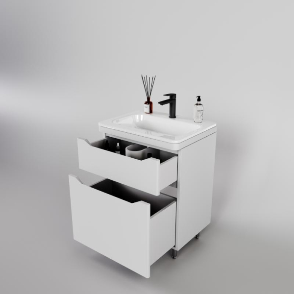 Тумба без раковины Style Line напольная "Марелла 70" (2 ящ.) белый матовый, PLUS, СС-00002398